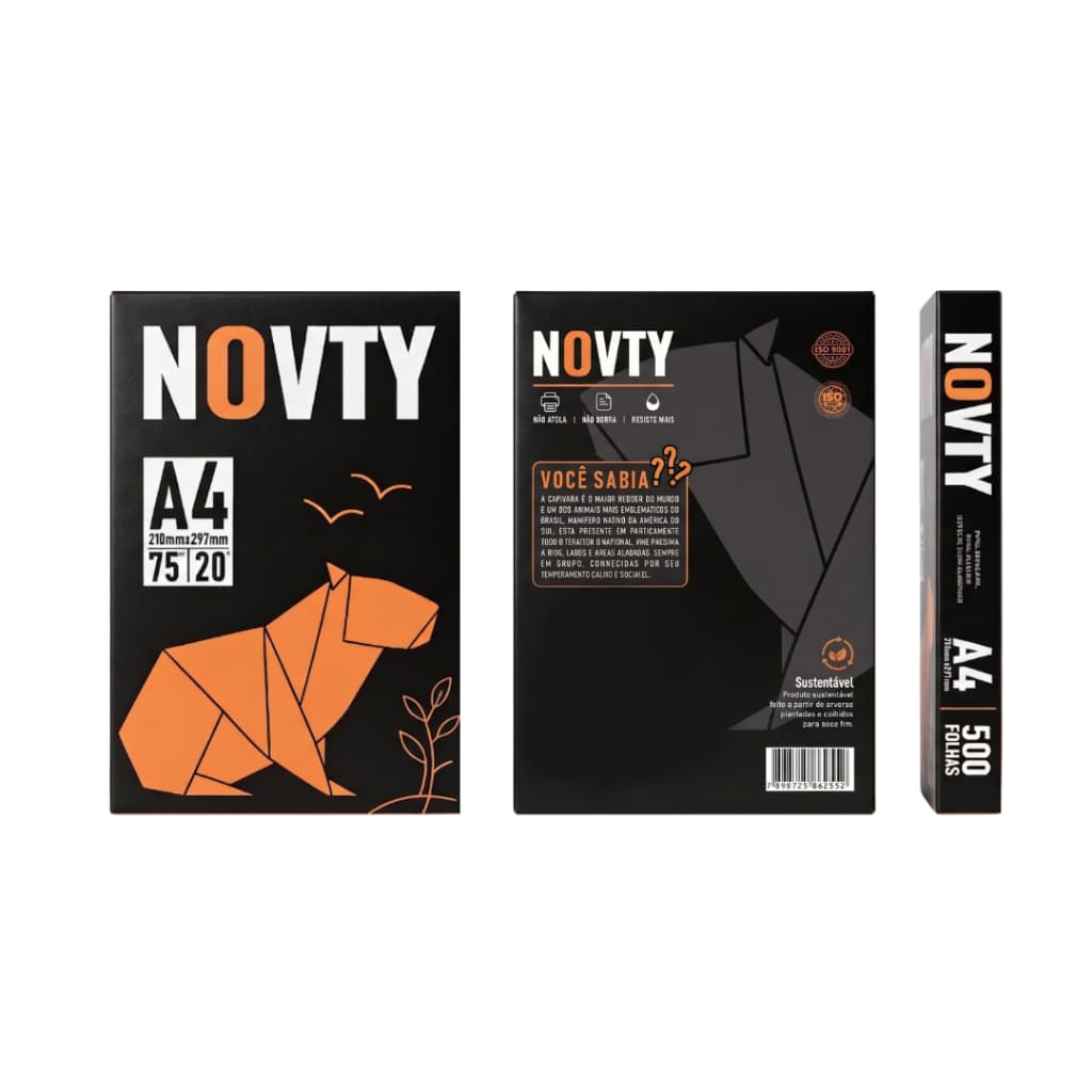 Papel Sulfite A4 75g Resma 500 Folhas Novty Branco Multiuso