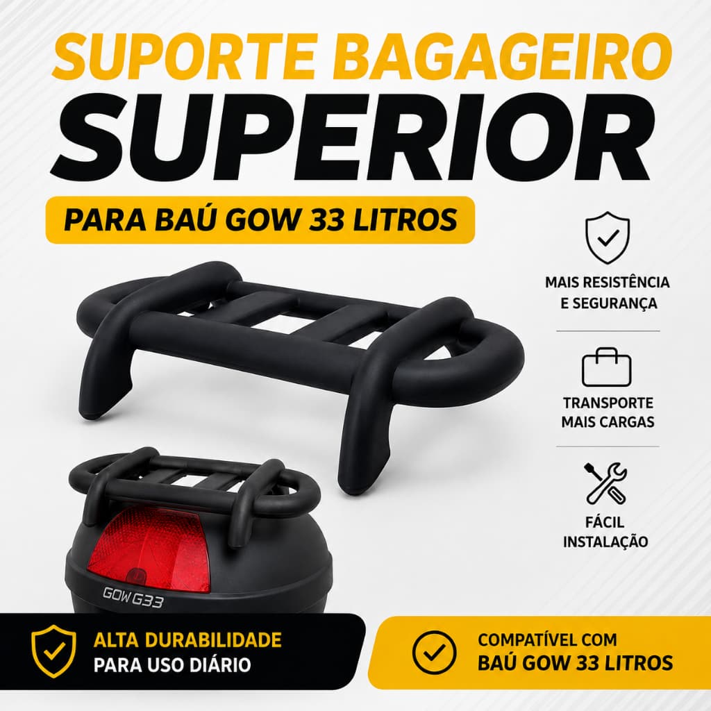 Bag Para Bauleto Bau Gow  33 Litros Suporte Auxiliar Bagageiro Motoboy Viagem