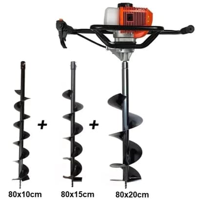 Perfurador De Solo Profissional A Gasolina 52cc + 3 Brocas 80cm Sa49 Sa Tools Perfurador para Mourão