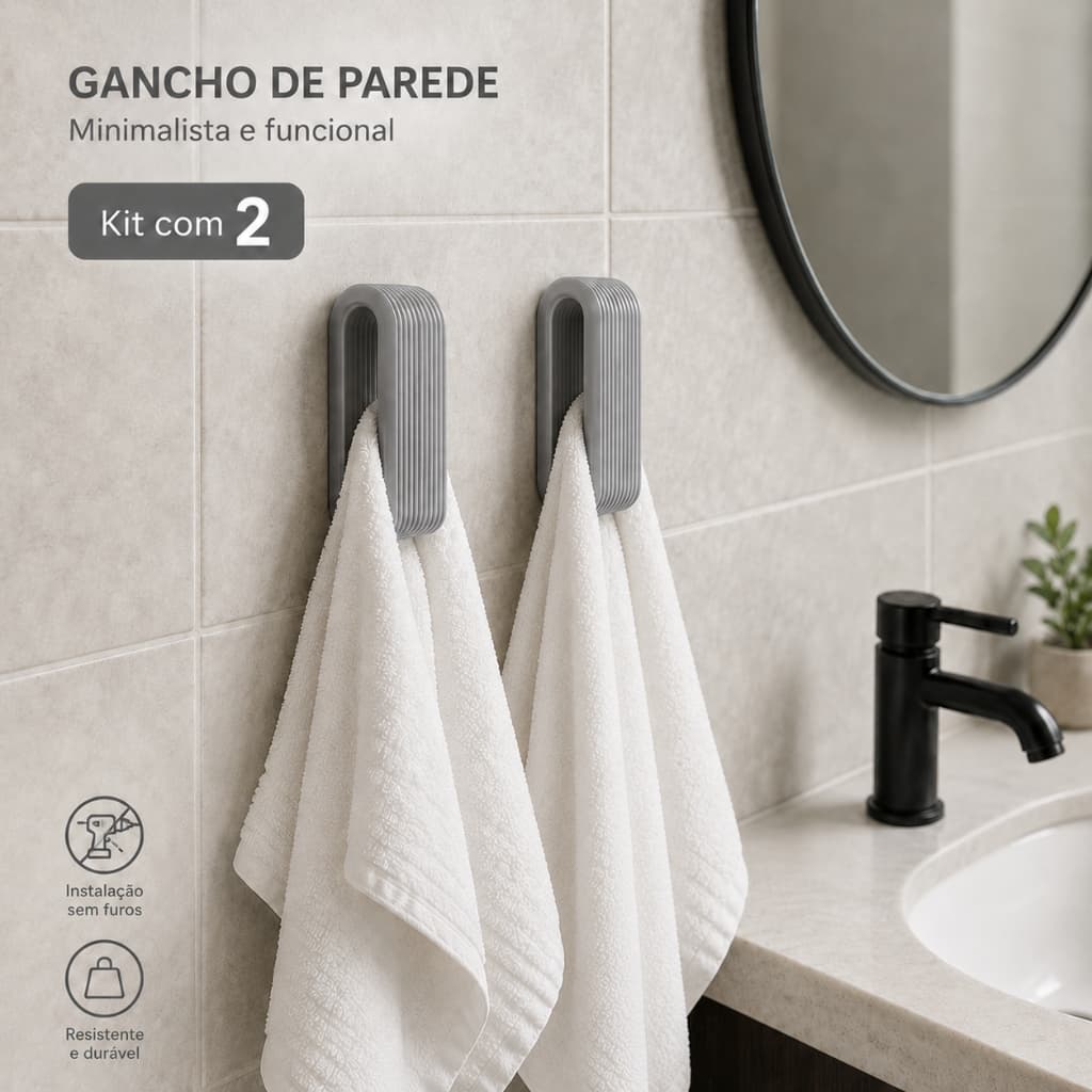 Gancho Suporte De Parede Com Travamento Automático Para Toalha Pano Banheiro Cozinha