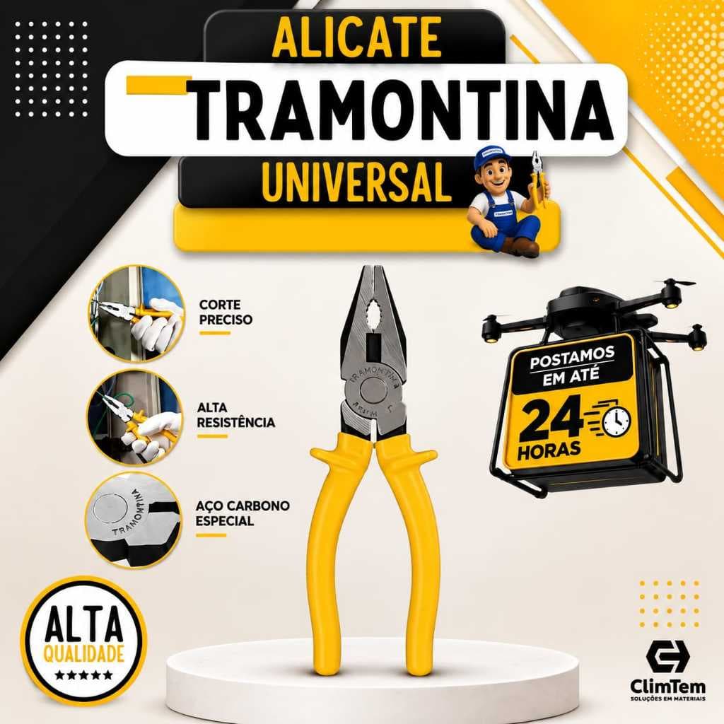 Alicate Multifunção Universal Tramontina – Alta Resistência, Corte e Prensão Profissional para Uso Geral Manual