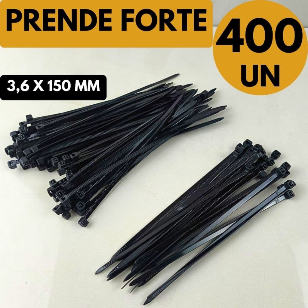 Kit 400 un Abraçadeira Nylon 3,6x150mm Não Quebra Fixar Cabos Uso Profissional Interno Externo