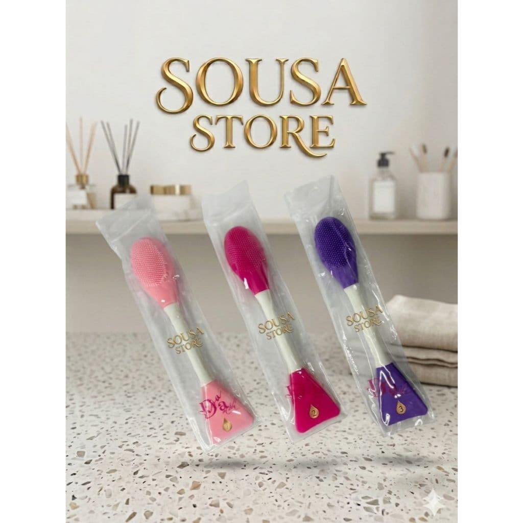 Pincel de Silicone Dupla Face para Máscara Facial -Aplicador de Argila e Limpeza de Poros - Espátula para Skincare Macia