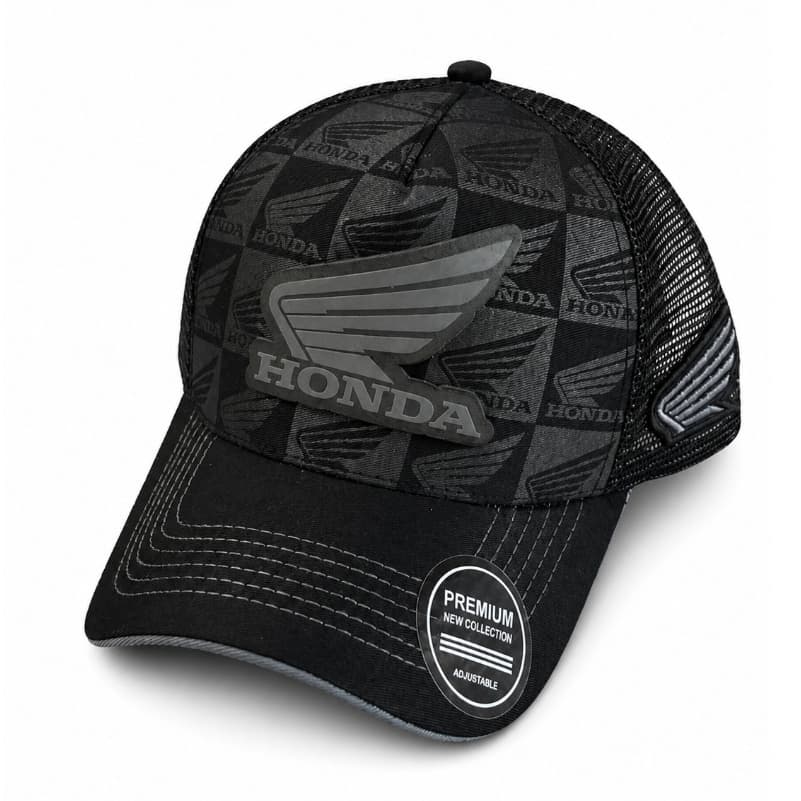 Boné Team Honda Racing HRC Preto Aba Curva Bordado Premium Ajustável