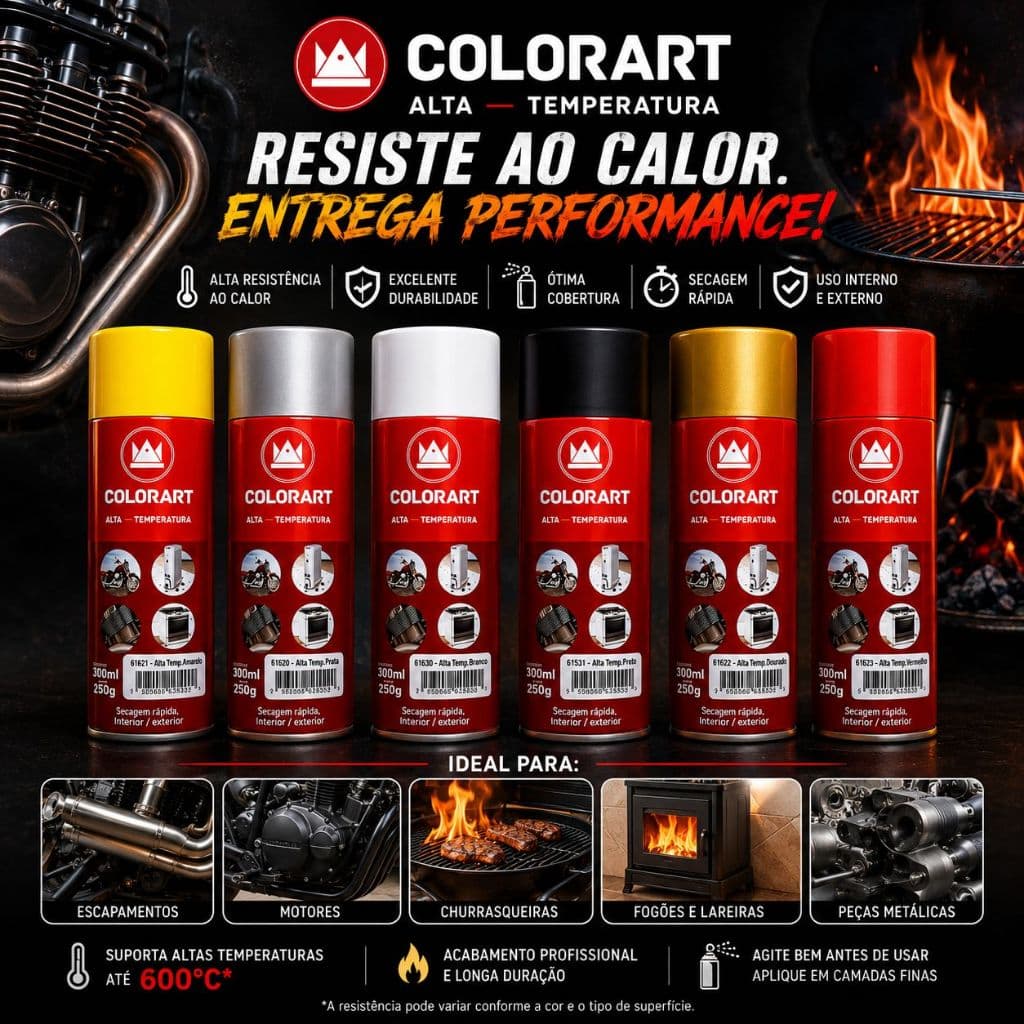 Tinta Spray Alta Temperatura Colorart 300ml 600° Graus