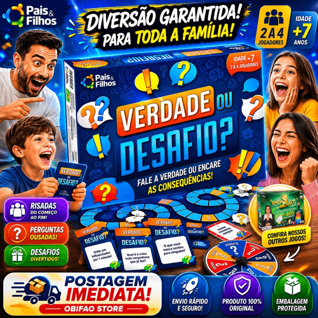 Verdade ou Desafio Jogo de Tabuleiro c/Cartas Pais & Filhos Oferta!