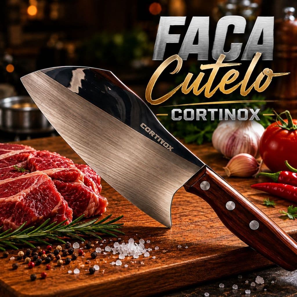 Faca Cutelo Açougueiro Cortar Churrasco Aço Inox 28,5cm