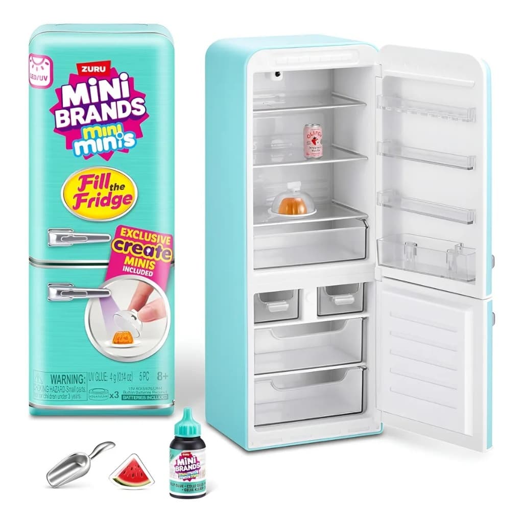 mini geladeira com itens surpersa colecionaveis colecionavel zuru mini brands mini minis kit com 2 geladeiras e 4 bolas