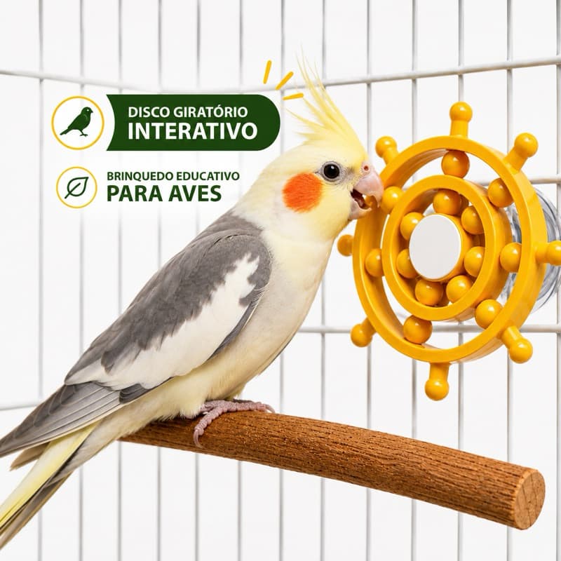 Disco Giratório Interativo – Brinquedo Educativo para Aves, Periquitos, Calopsitas e Agapornis