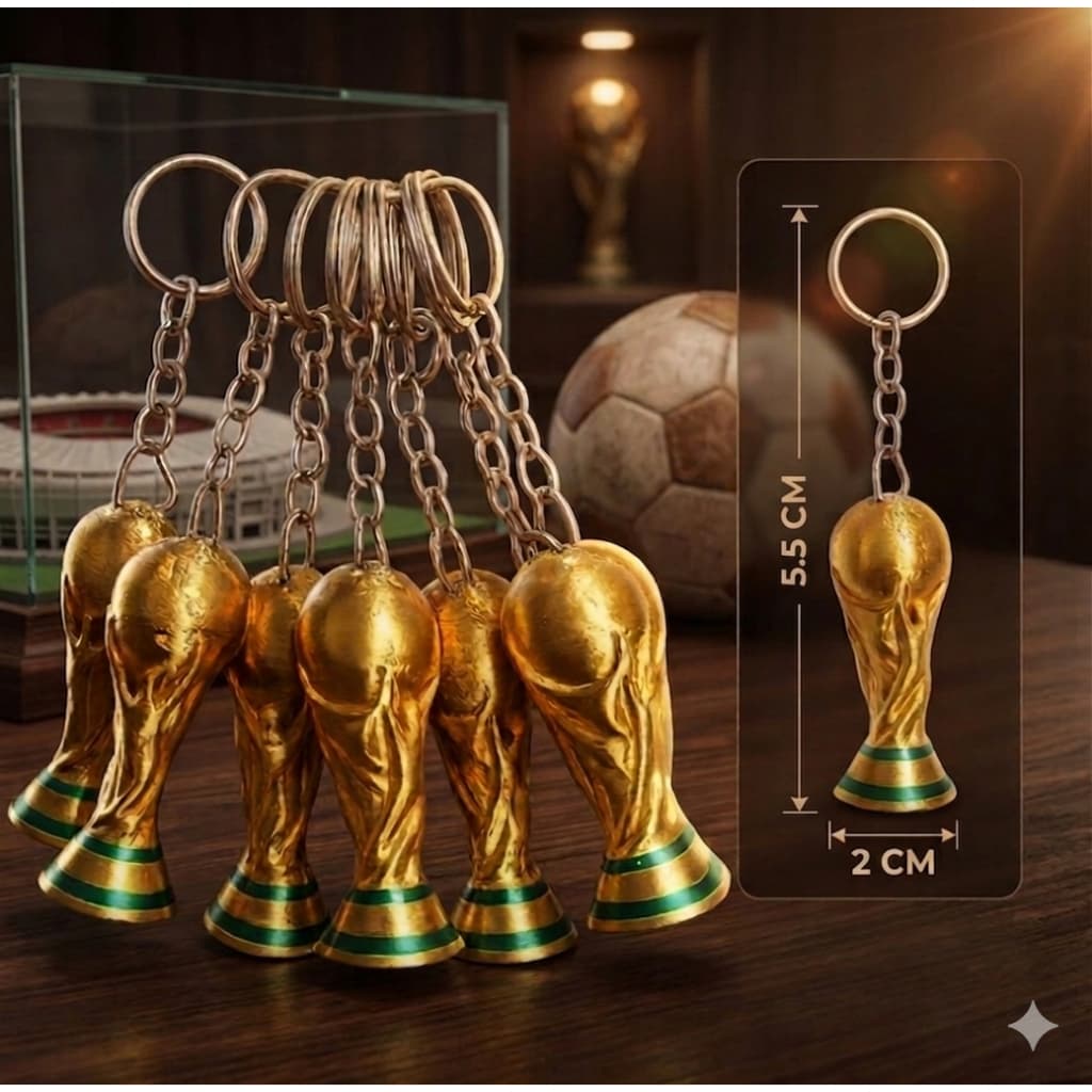Chaveiro Taça Copa do Mundo 2026 Dourado Mini Troféu Lembrancinha Futebol