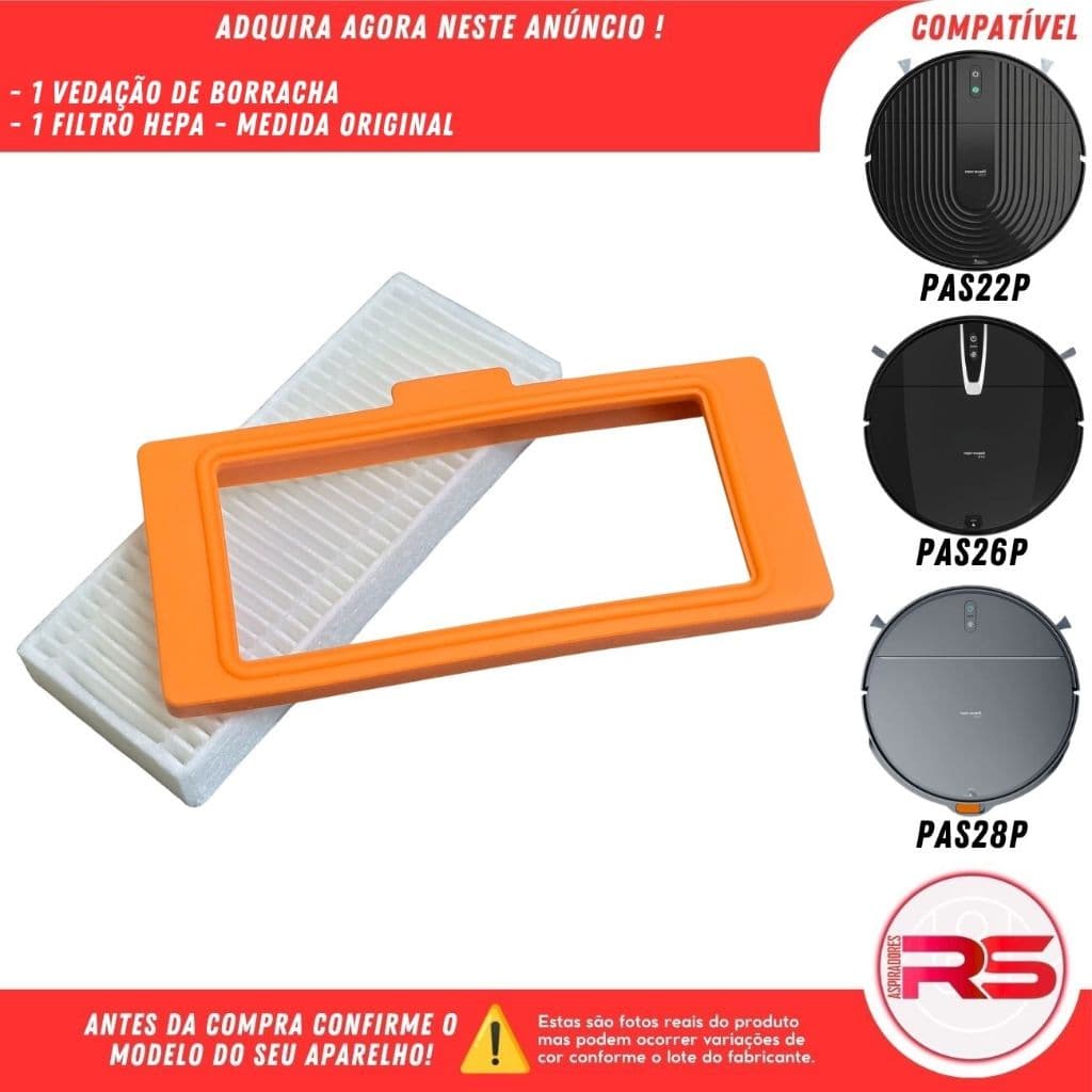 Borracha Vedação com Filtro Hepa Para Robô Aspirador COMPATÍVEL-PHILCO PAS22P PAS26P PAS28P