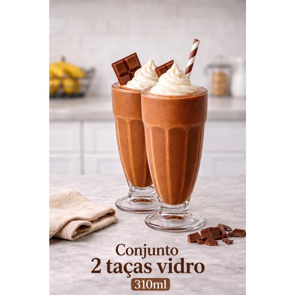 Conjunto Taça de Vidro 310ml 2 Unidades Luxor Fratelli Milk Shake Sobremesa Drinks