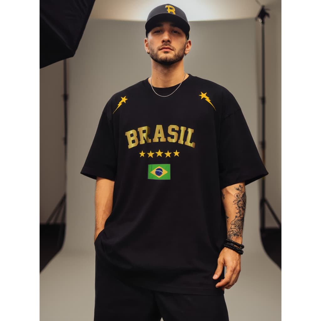 Camiseta Camisa Brasil Estampada Masculina Feminina Oversized Algodão Blusa Streetwear Premium