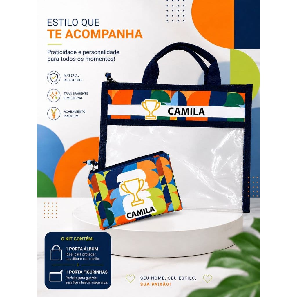 KIT COPA DO MUNDO 2026 PERSONALIZADO - MALETA PARA ÁLBUM E PORTA FIGURINHAS