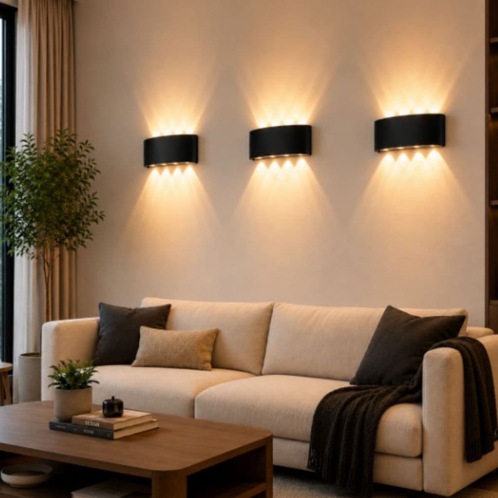 Kit 3 Luminárias Arandela LED Parede 8 Pontos Preto