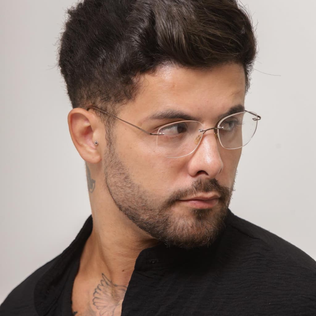 Óculos Masculino Titanium Lente Transparente Sem Grau Moderno Casual Com Estojo de Brinde