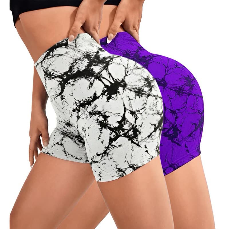 Kit 2 Short Marmorizado Tye Dye  Roupa Feminina Academia