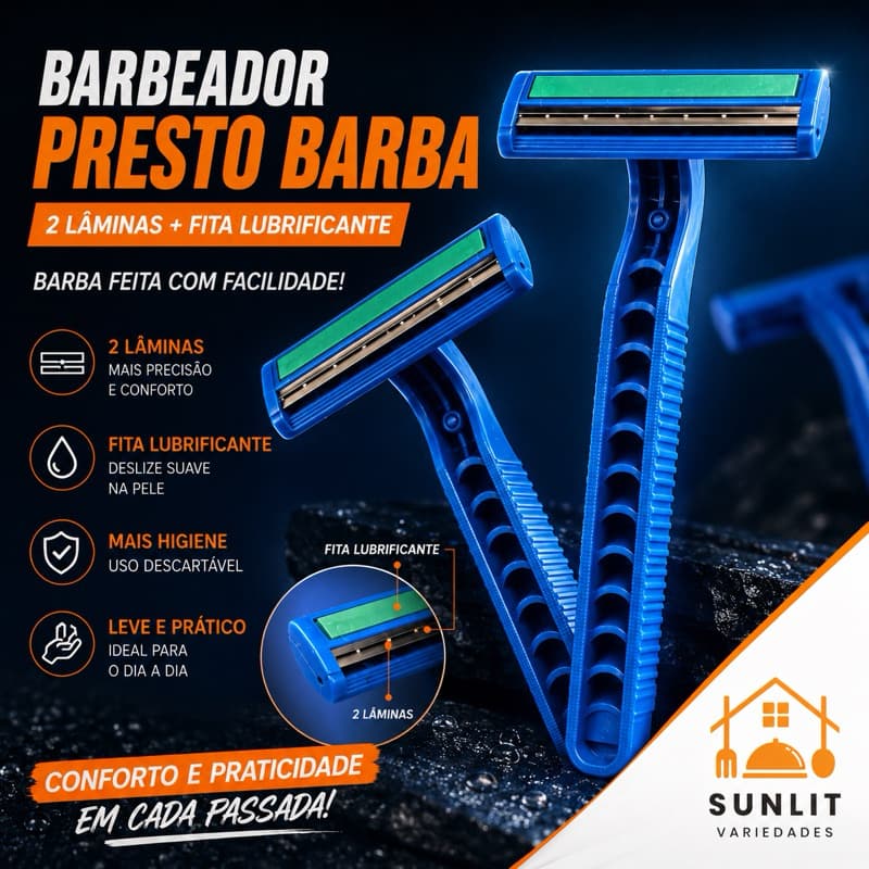 Barbeador Prestobarba Duas Lâminas Fita Lubrificante Barba Macia Conforto No Uso Diário Q