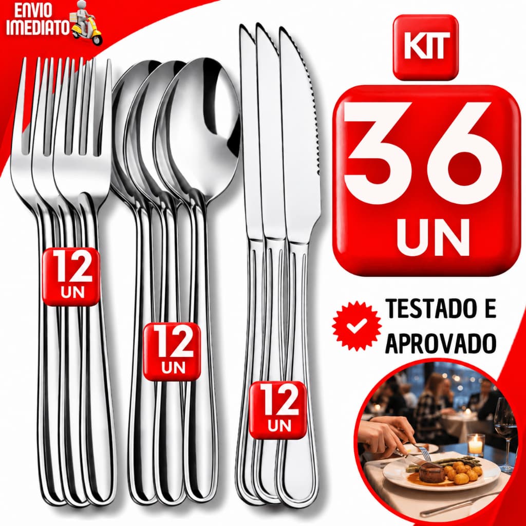 Jogo De Talher Faqueiro Madeira Com 36 Peças Inox E Porta Talheres - Design Sofisticado, Durabilidade e Controle