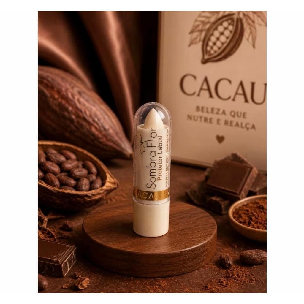 Manteiga de Cacau Hidratante Sombra Flor - Protetor Labial Nutritivo - Lábios Macios
