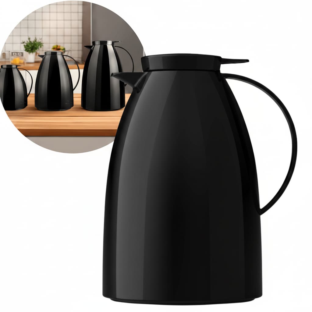 Garrafa Térmica Bule Viena 1L Invicta com Gatilho Preta para Café e Chá