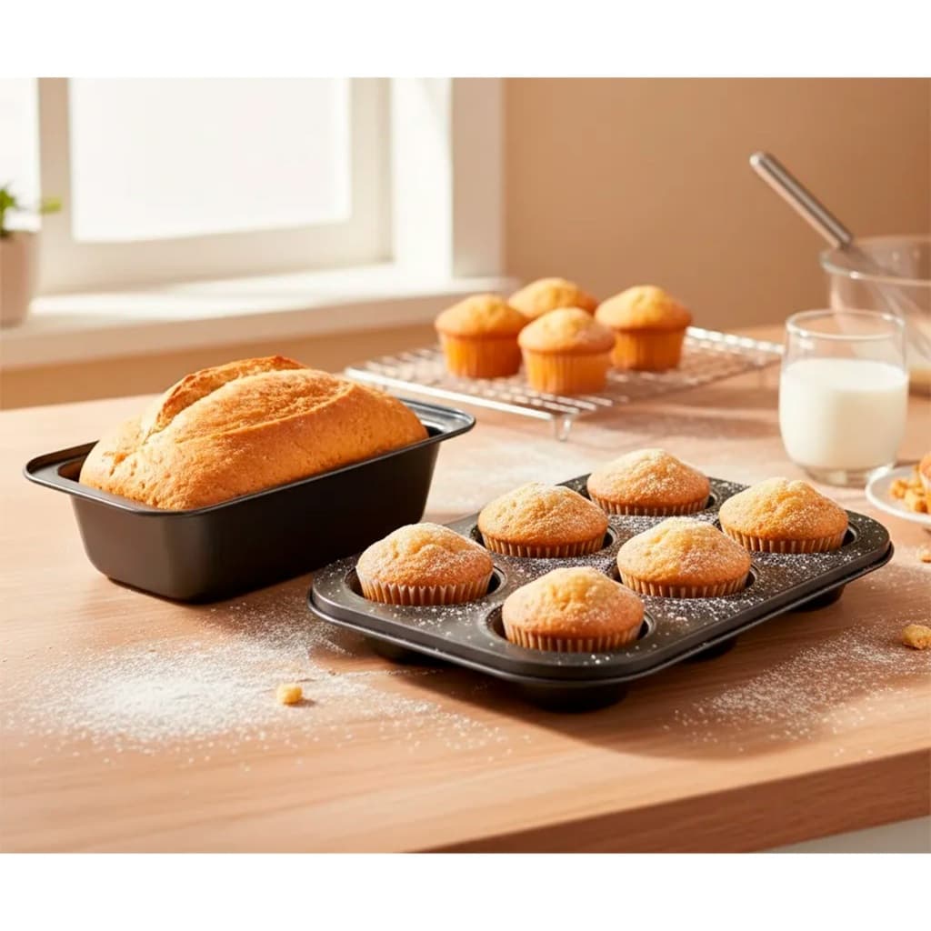 Forma De Cupcake 6 Cavidades E Forma De Pão Antiaderente