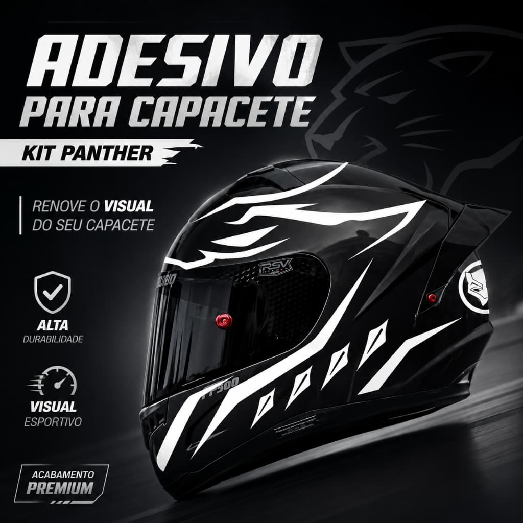 Kit Adesivo Capacete Moto Pantera Negra Arranhões Viseira Carenagem Para-brisa Vidro À Prova