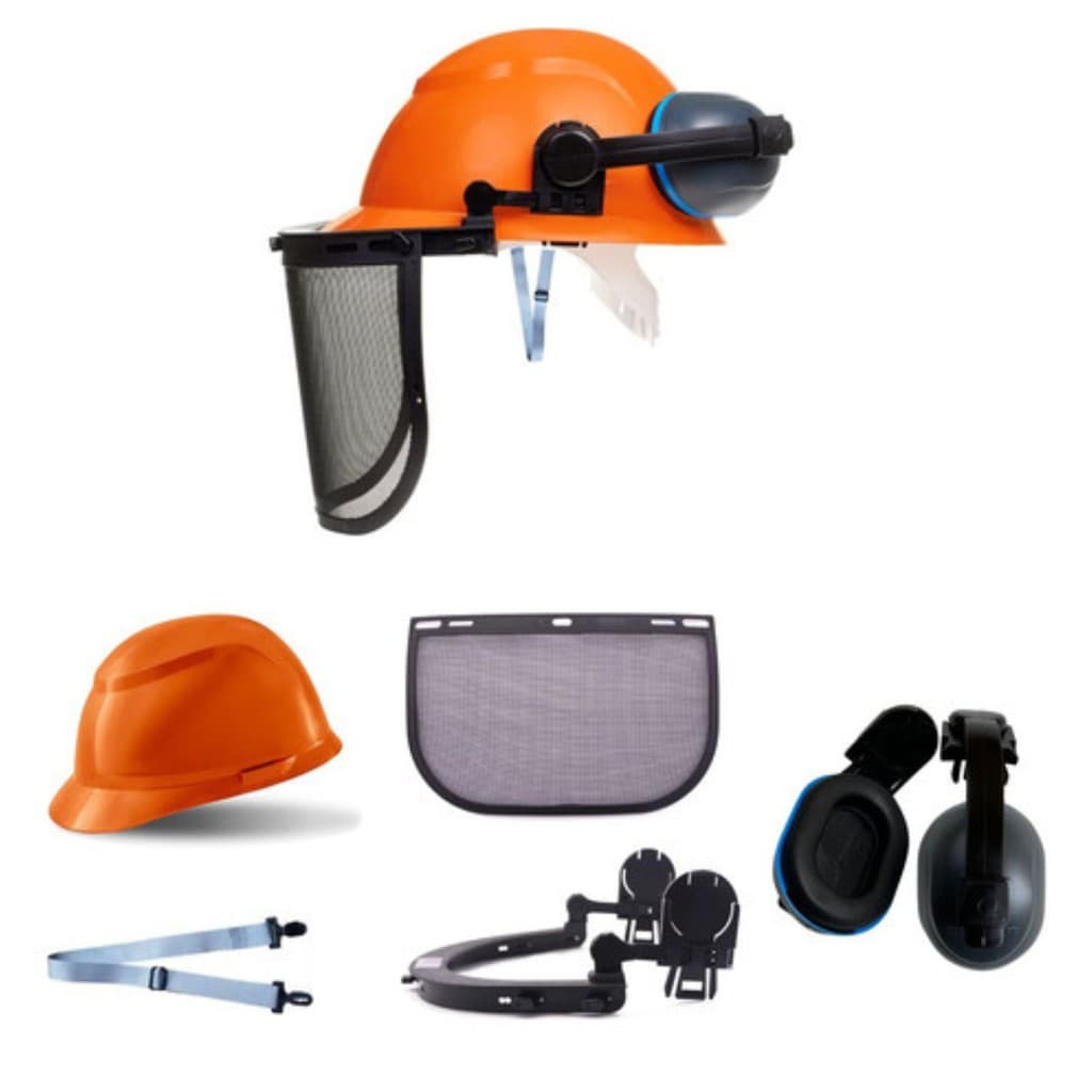 Kit Roçador Epi Capacete + Viseira + Abafador De Ruidos Camper Proteção Motosserista Motossera