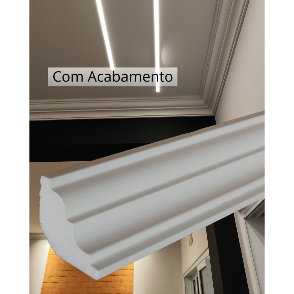 kit 12 metros moldura isopor com acabamento roda teto - sanca moldura teto metro linear