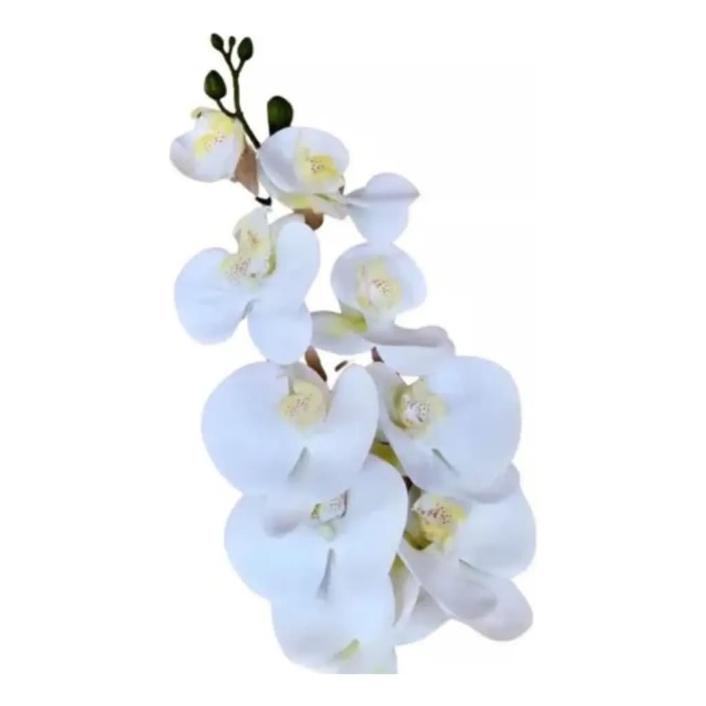 3 Hastes Galhos De Orquídea Artificial Branca Silicone 3d