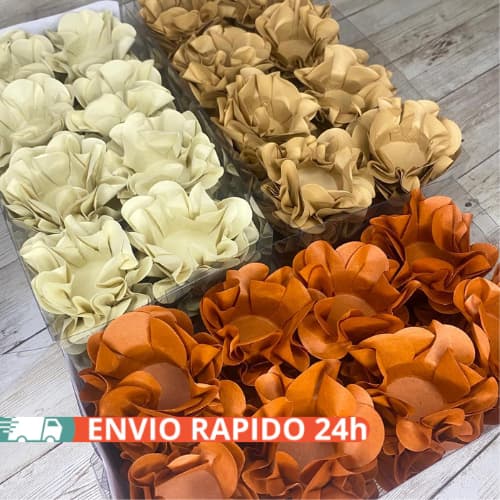 120 forminhas para doces finos COMBINAÇÕES cores OFF WHITE + MOSTARDA + TERRACOTA modelo flor  luxo
