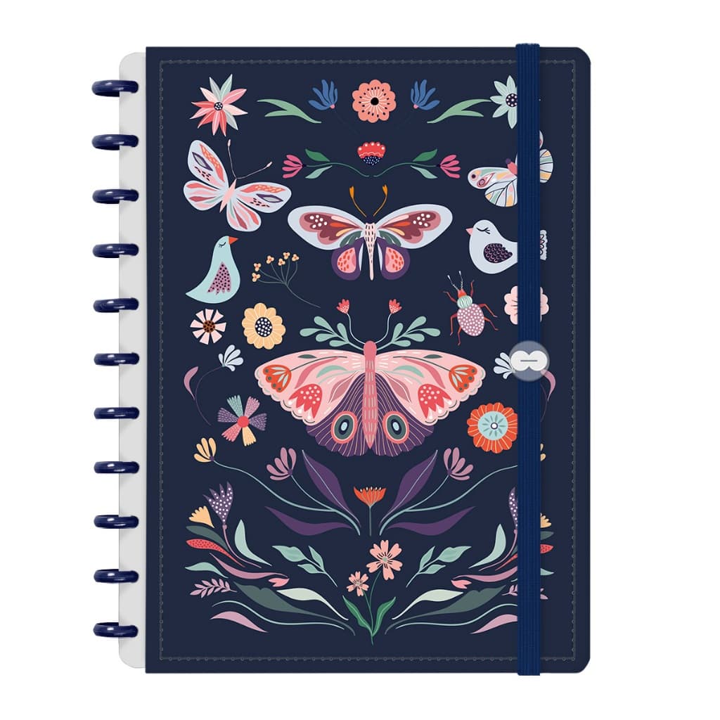 Caderno Iscool Disc Inteligente Butterfly Marinho e Rosa P M G M+ G+