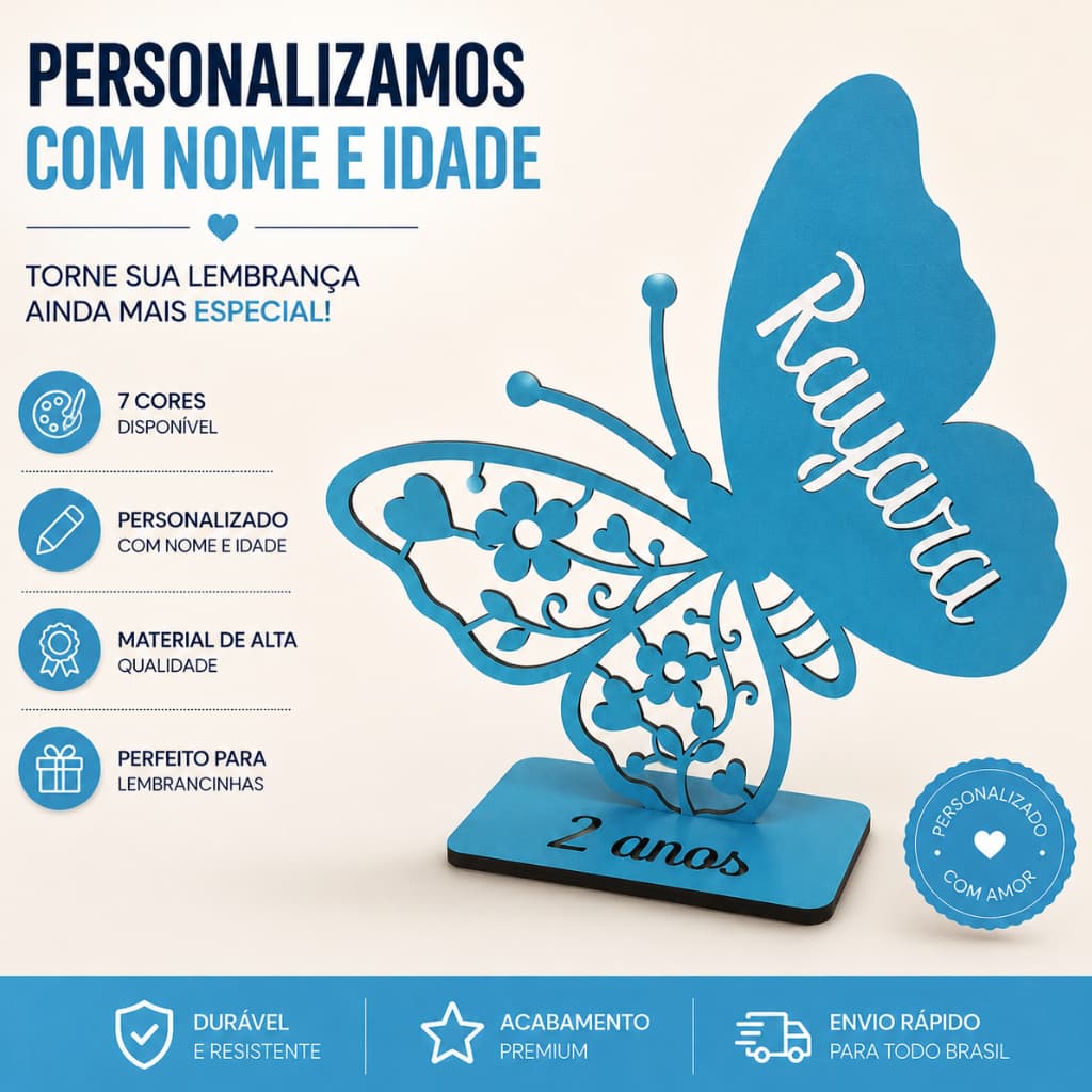 Kit Com 5 Centros de Mesa MDF De Borboleta Personalizado