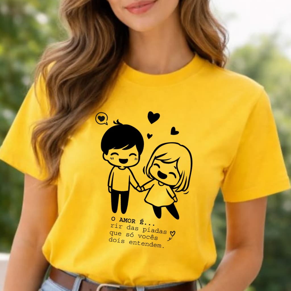 Camiseta Dia dos Namorados Estampa Amar É Romântica Presente Love Blusa