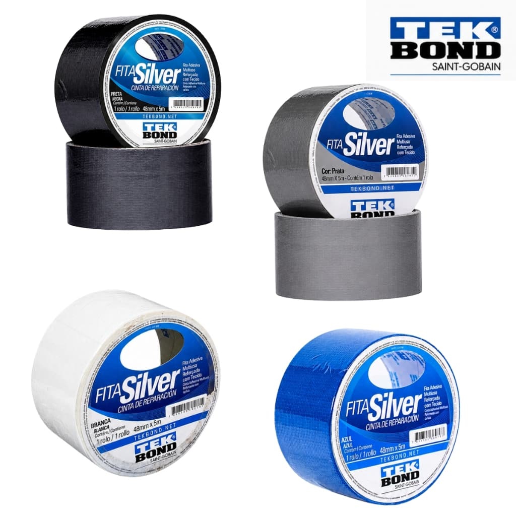 Fita Silver Tape Tekbond Reforçada 48mm x 5m Multiuso Alta Resistência