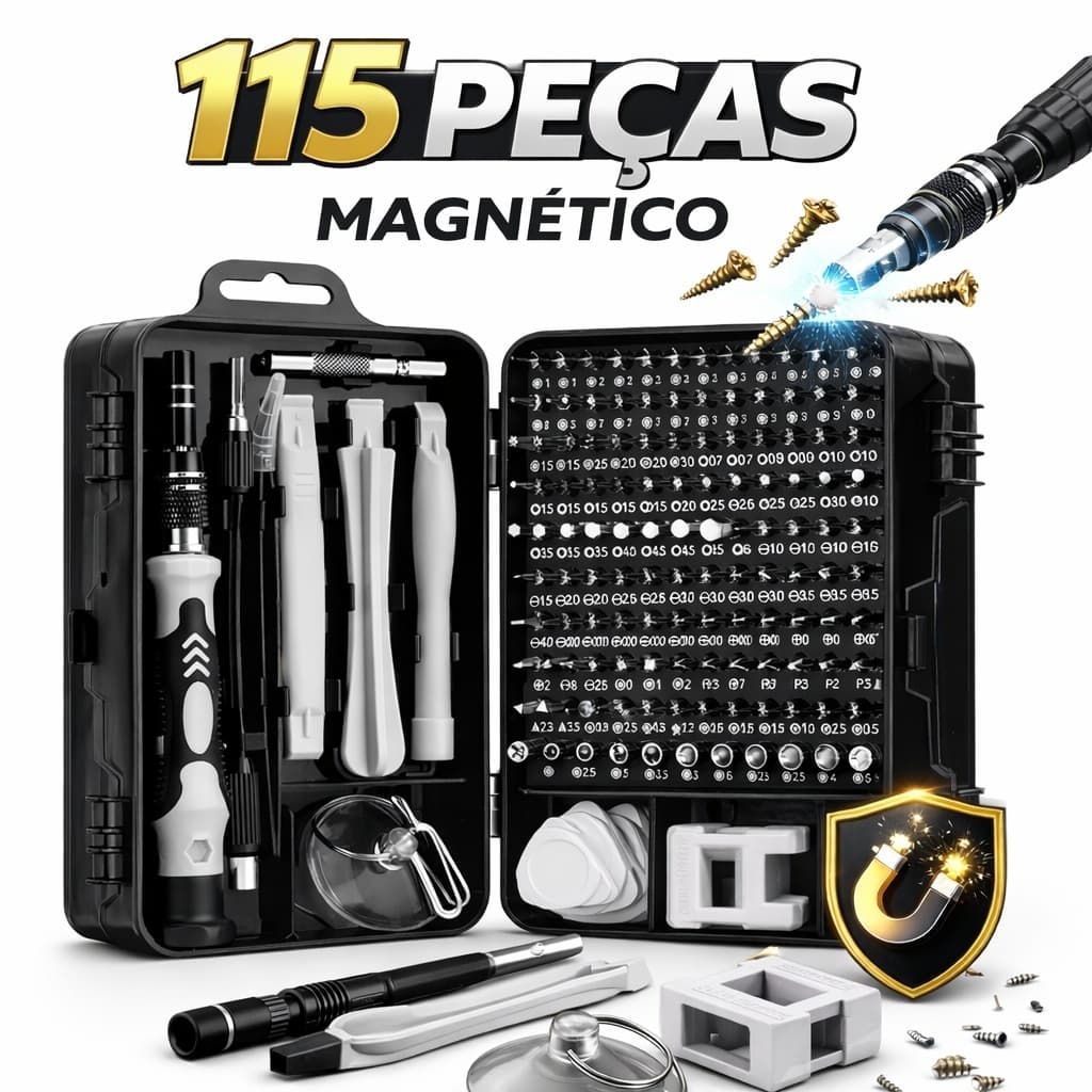 Jogo Chaves Precisão 115 Peças Magnético Kit Ferramentas Celular Notebook Tablet