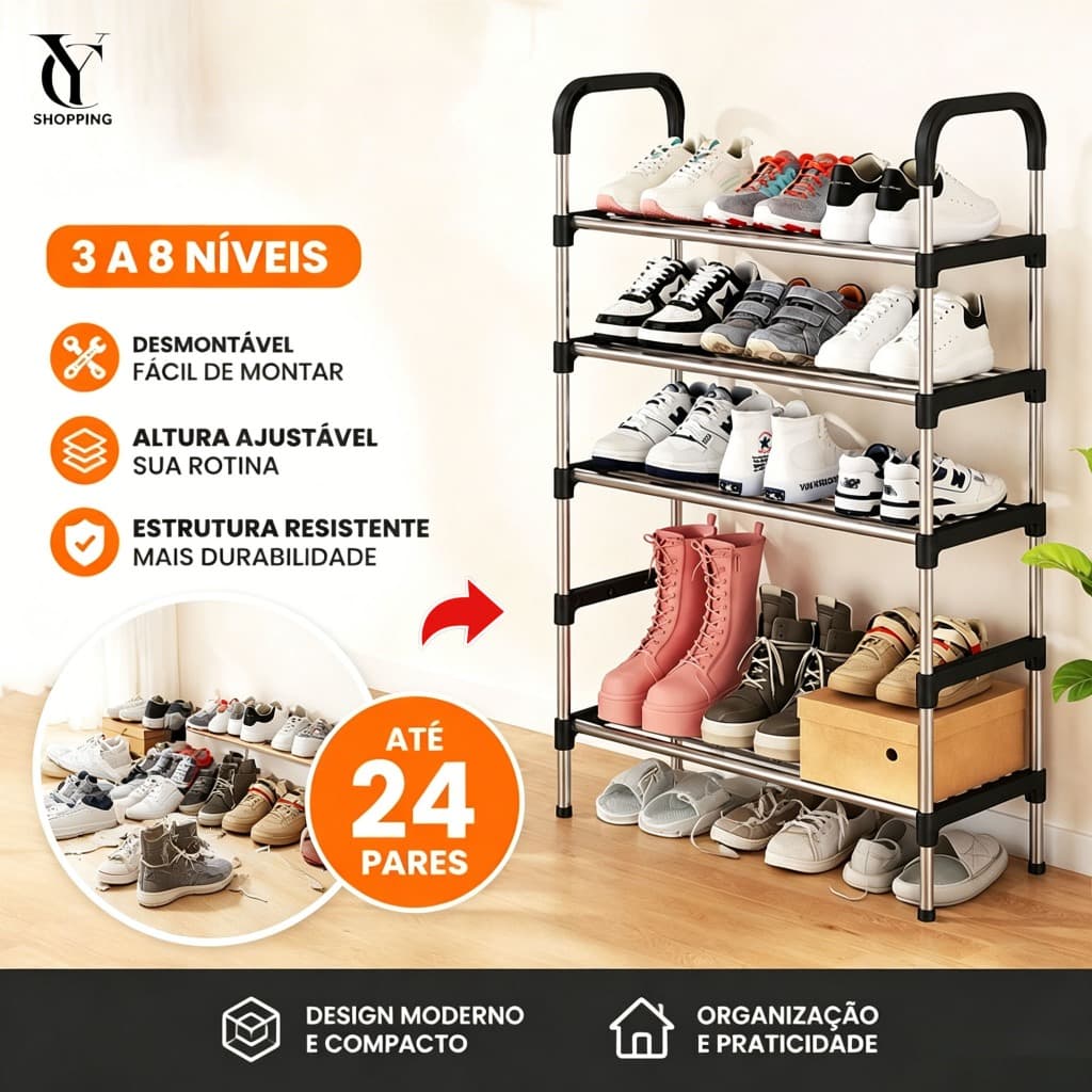 Sapateira Multiuso Para Calçados 3/4/5/6/7/8 Andares Organizador Desmontável