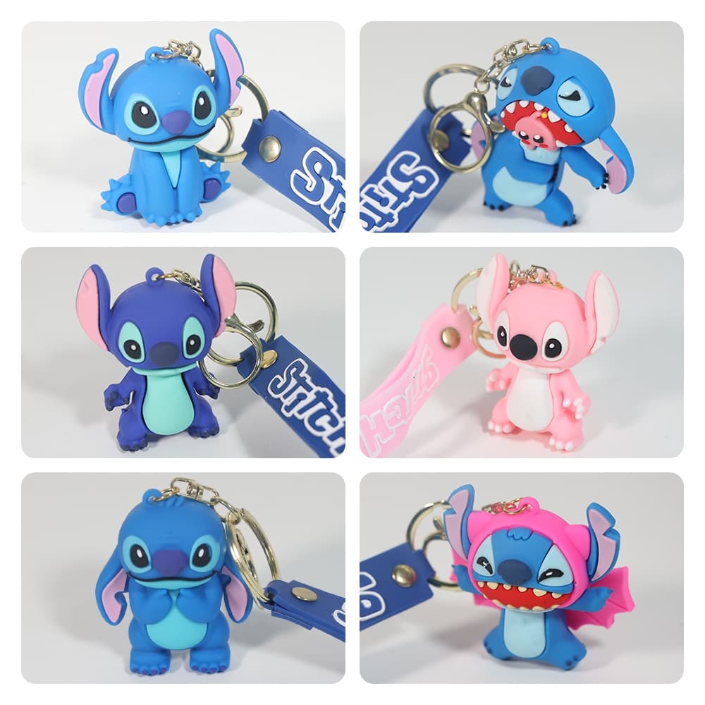 5/10pcs Chaveiro Stitch 3D de Silicone com Pulseira - Lilo & Stitch Kawaii (8 modelos, envio aleatório)