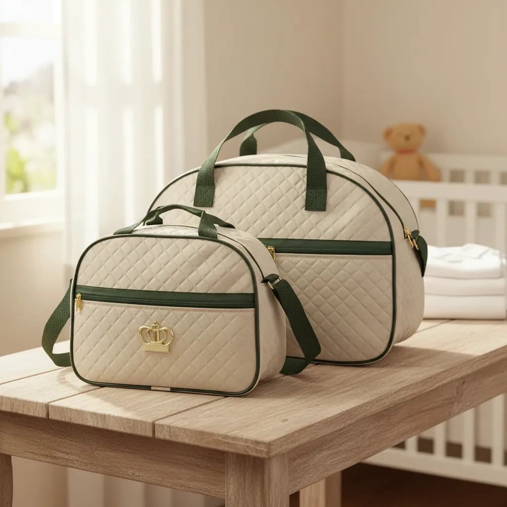 Kit Mala Maternidade 2 Peças Bolsa Bebê Matelassê Viagem Passeio Enxoval