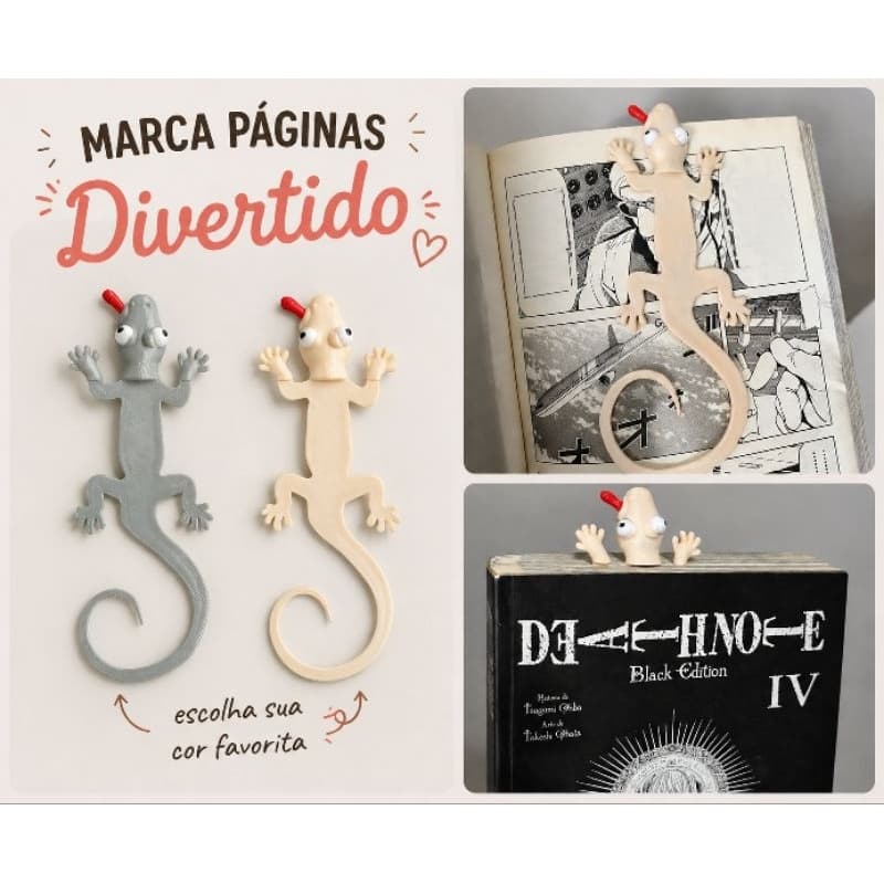 Marca páginas de lagartixa/Marcador de páginas - Criativo, Prático e Divertido - Atacado e Varejo