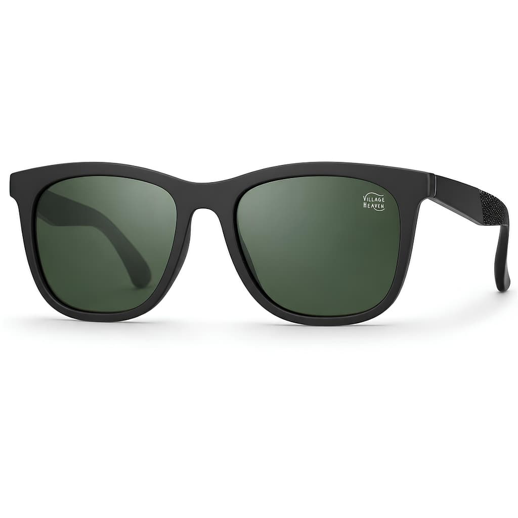 Óculos de Sol Redondo Lente Verde Masculino Polarizado Proteção UV400 Village Heaven 6128