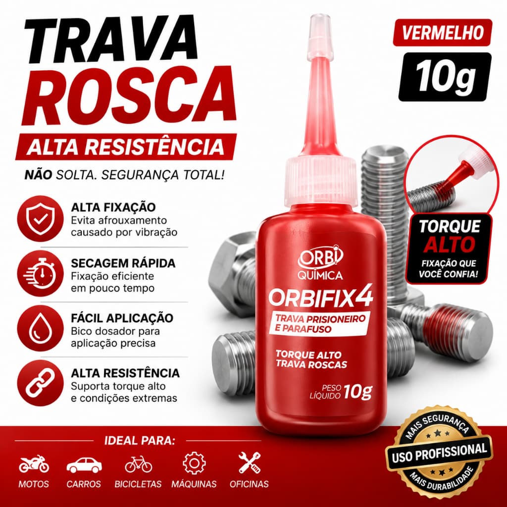Trava Rosca Cola Parafuso Alta Resistência Vermelha 10g OrbiFix