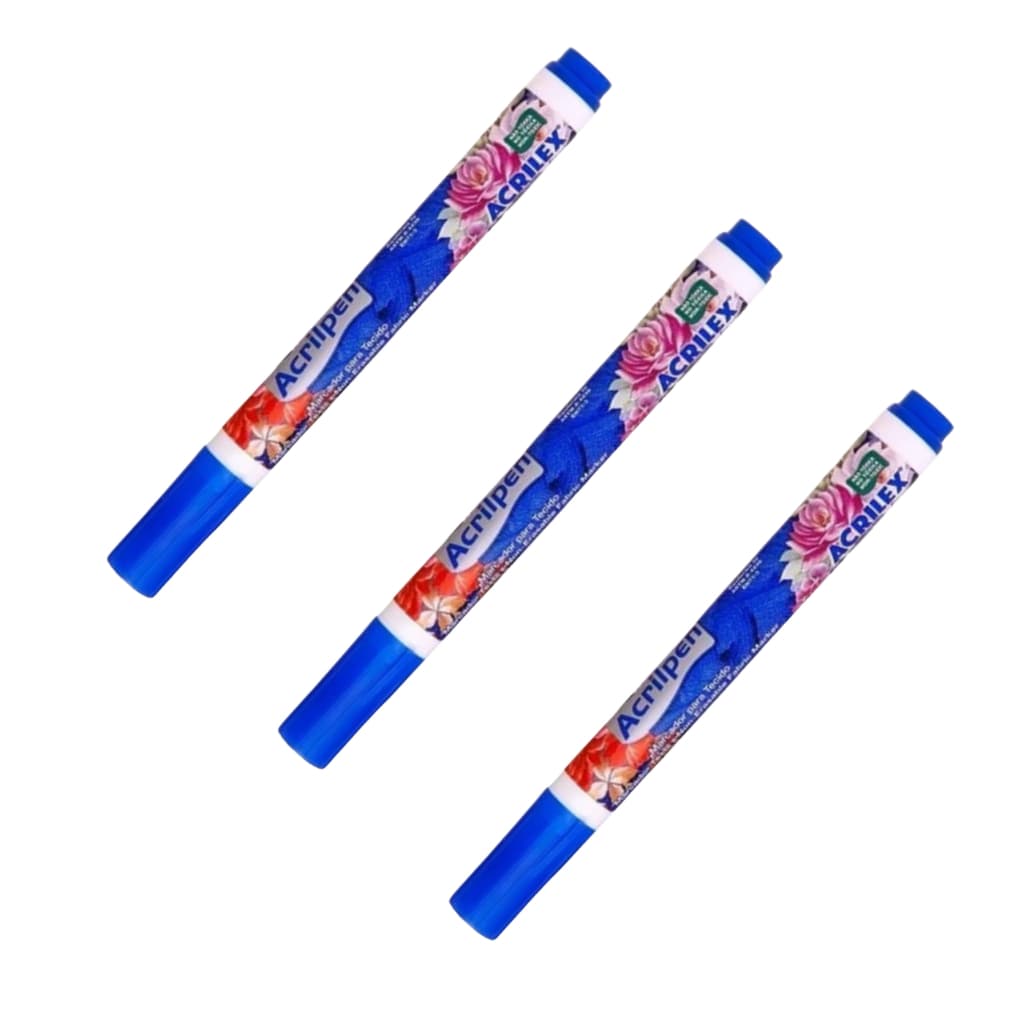 Caneta Permanente para Tecido Acrilpen 3 Unidades
