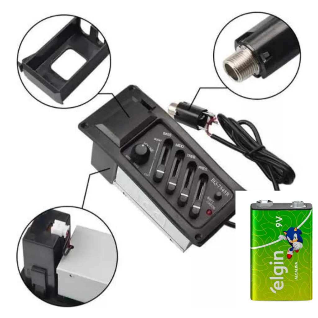 Captador de guitarra acústica de 4 bandas eq piezo captador de guitarra acústica pré-amplificador amplificador equalizad
