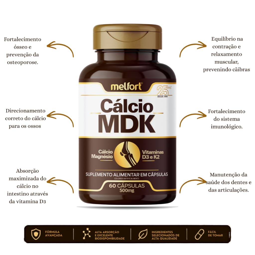 Calcio MDK Original Magnésio Vitamina D3 e K2