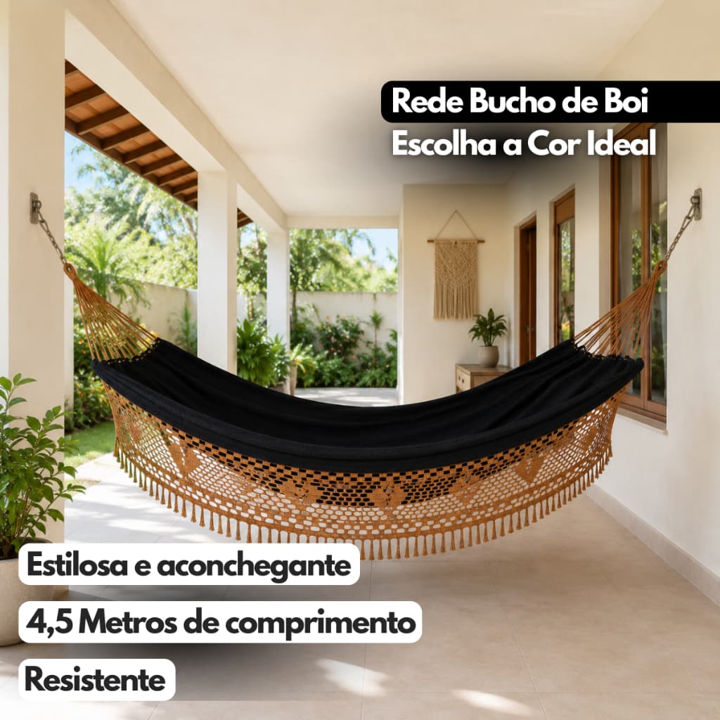 Rede De Dormir Casal Artesanal Bucho De Boi Luxo Gigante 4,5m De Algodão Reforçada Estampada