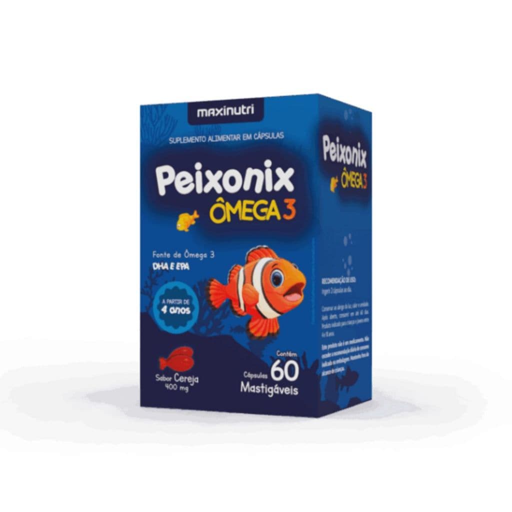 Peixonix Ômega 3 Mastigável Sabor Cereja 60 Cáps. Maxinutri Cereja