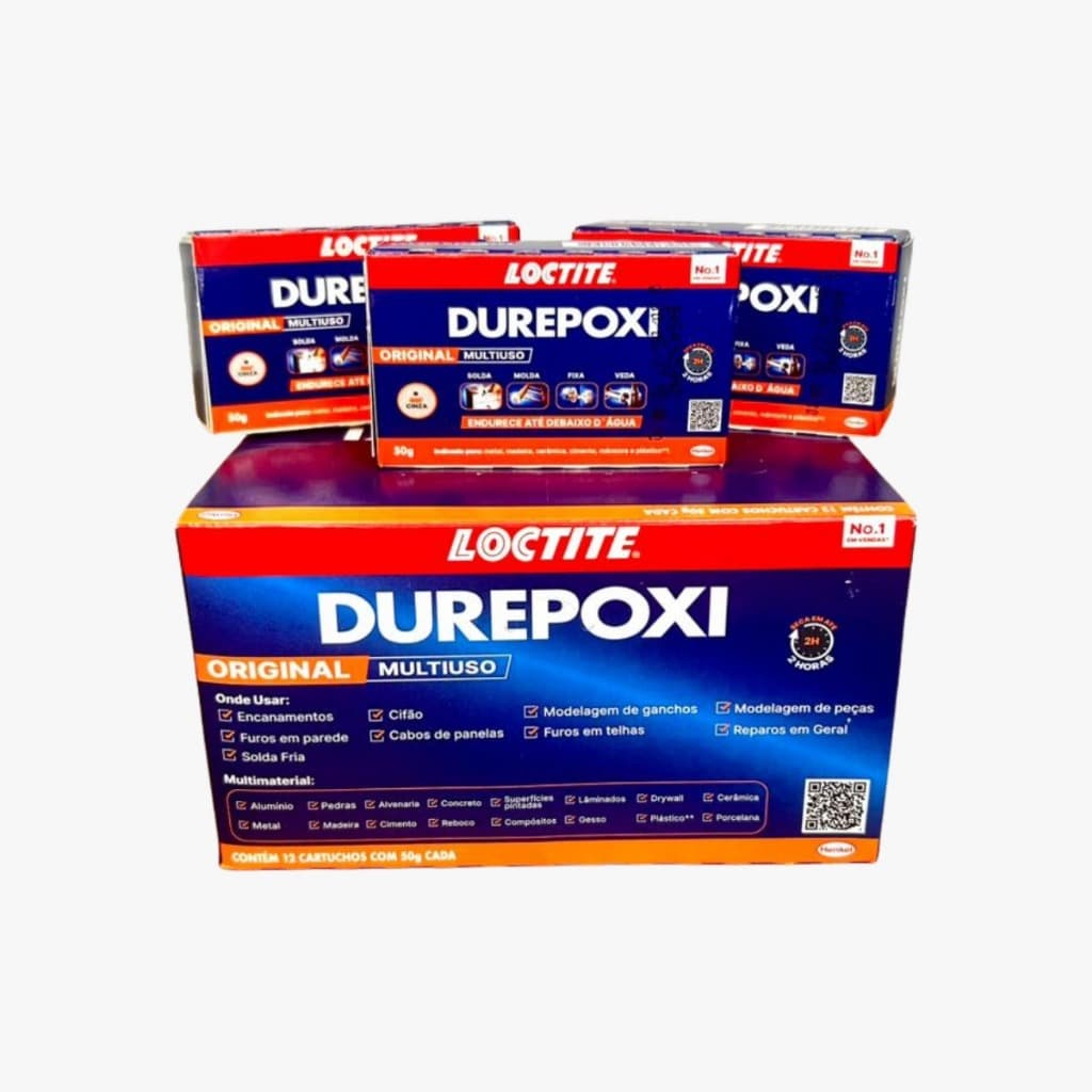 Durepoxi Loctite Cinza 50g Caixa Com 12 Unidades
