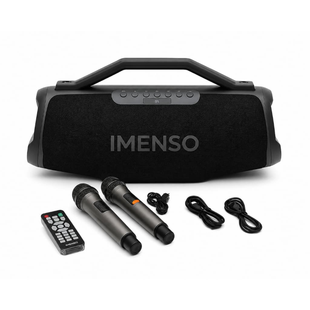 Caixa de Som Imenso X75 200w com 2 Microfones Cor Preto