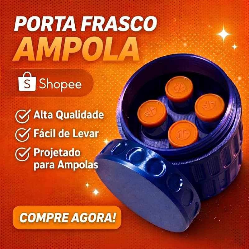 Porta Ampola 4 Frascos Compacto 5x6cm Organizador Estojo Impressão 3D Diversas Cores